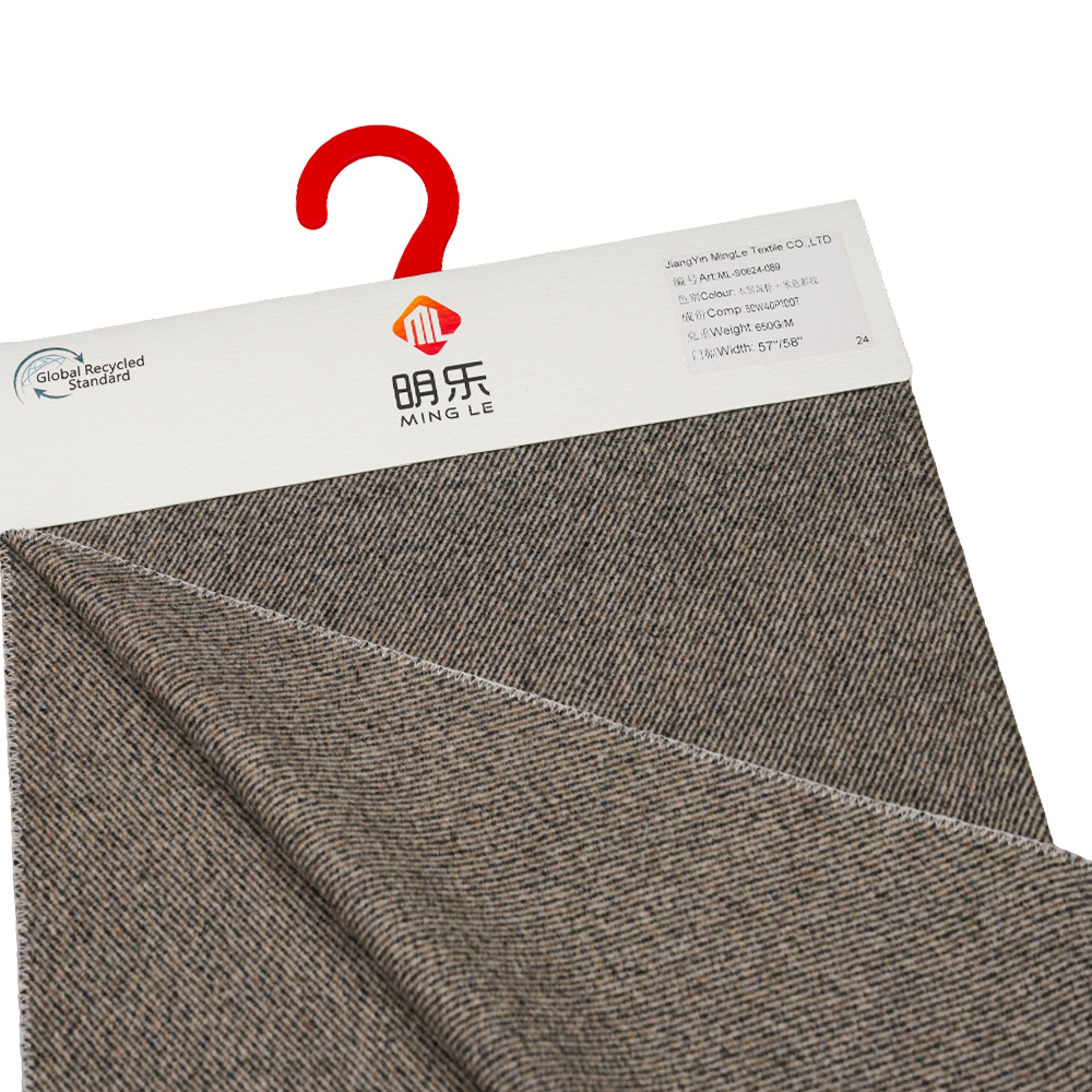 ウール50%、ポリエステル40%、その他繊維10%、650G/M、ブラックミックスブラウン+ベージュウィール、メルトン生地、ML-S0624-089