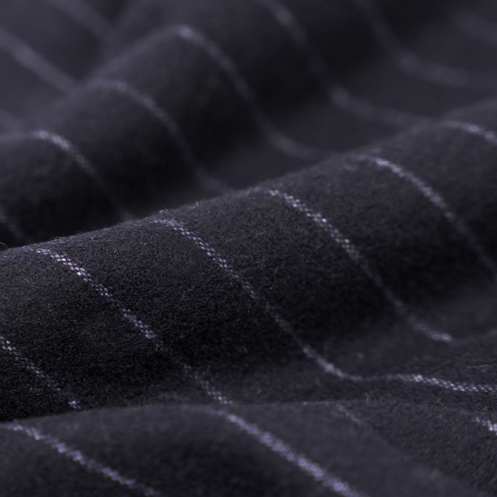 53% ウール、47% ポリエステル、350G/M、Zhiqing + ホワイト、縦縞フランネル生地、ML-317245X-2